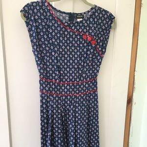 Retro Blue Floral Dress